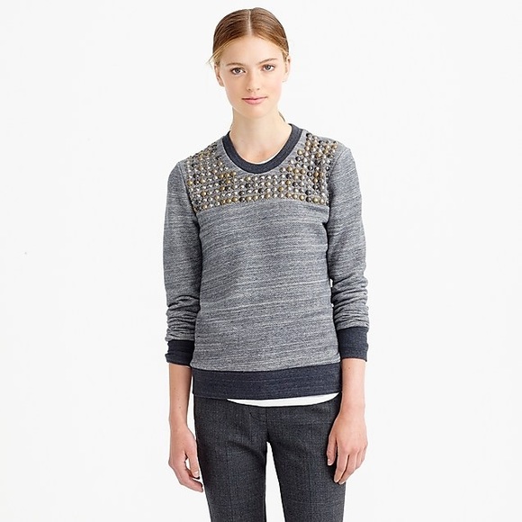 J. Crew Tops - J Crew Studded sweatshirt